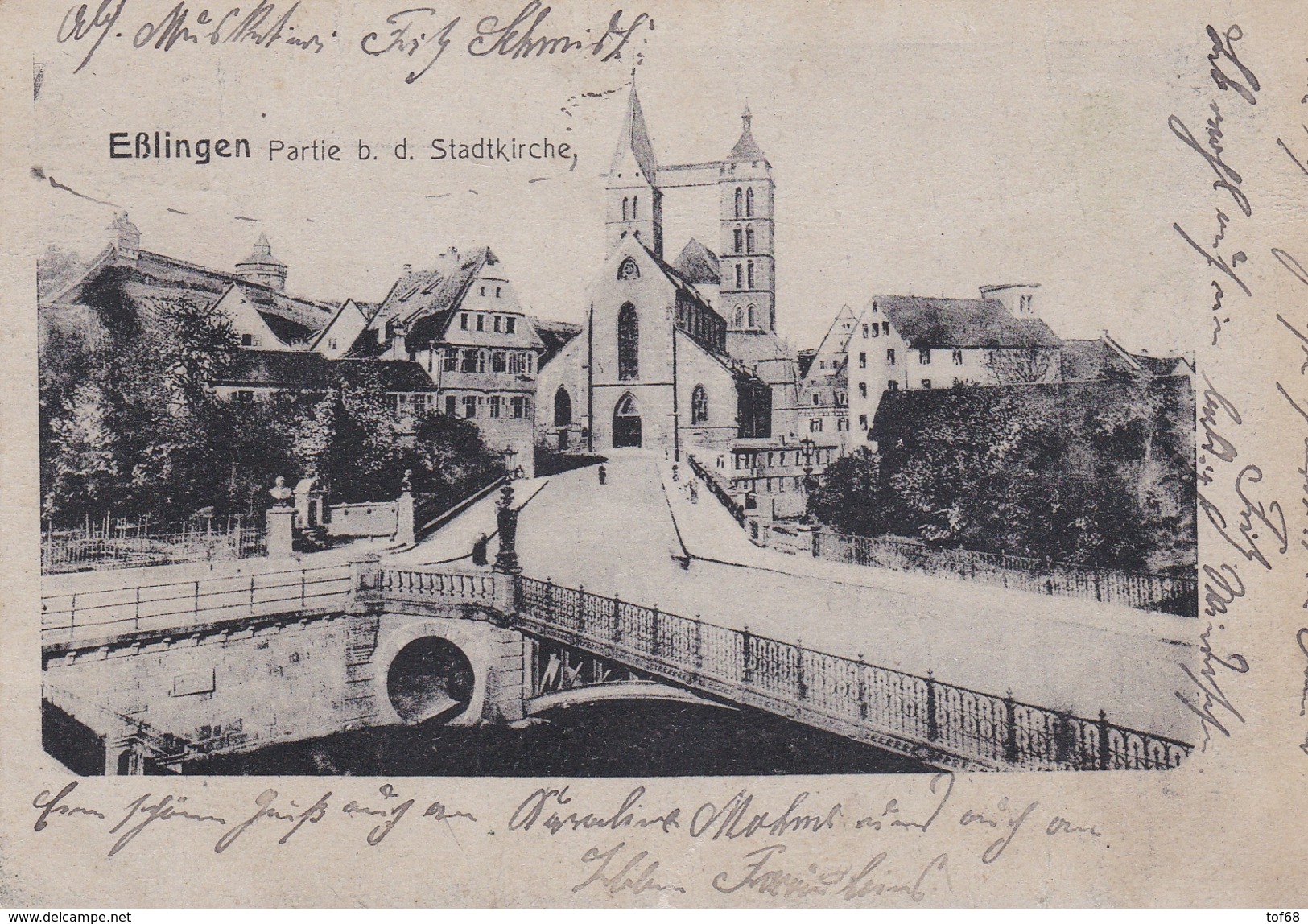 Esslingen Partie Bei Der Stadtkirche Briefstempel Lazarett Esslingen 1915 - Esslingen