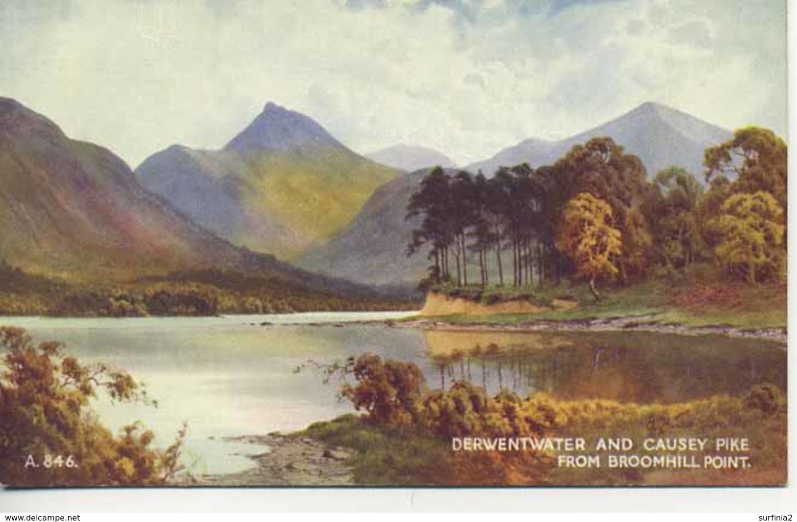 VALENTINES ART A846 - DERWENTWATER AND CAUSEY PIKE FROM BROOMHILL POINT - E H THOMPSON - Altri & Non Classificati