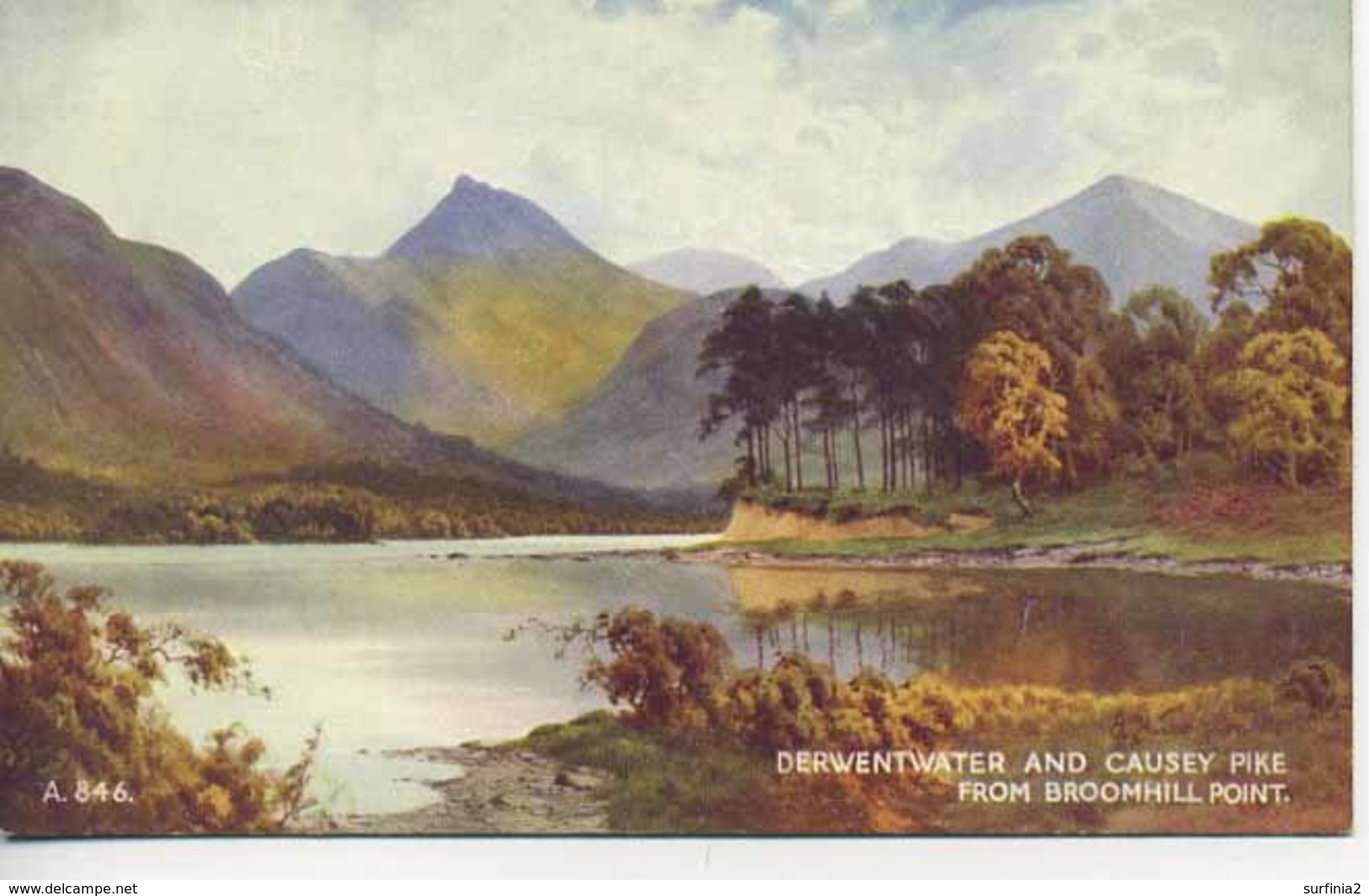 VALENTINES ART A846 - DERWENTWATER AND CAUSEY PIKE FROM BROOMHILL POINT - E H THOMPSON - Other & Unclassified