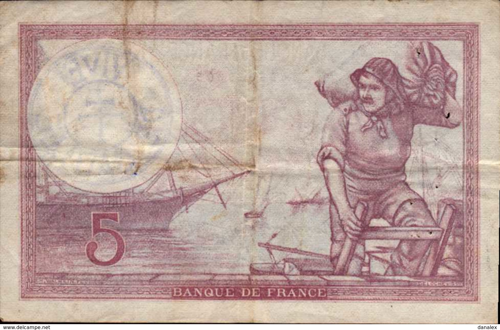 FRANCE 5 FRANCS Violet Du 3-8-1939  Pick 83  F 4/4 - 5 F 1917-1940 ''Violet''