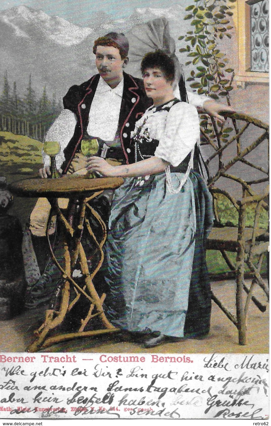 BERNER - TRACHT &rarr; Schöne, Alte Lithokarte Von Einem Pärchen In Berner-Tracht Anno 1905 - Bern