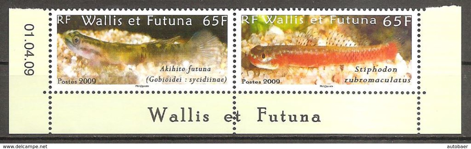 Wallis Und Et Futuna 2009 Poissons Gobie Gougeon Süßwassergrundeln Michel No. 991-92 Paar Se Tenant MNH Postfrisch Neuf - Ungebraucht