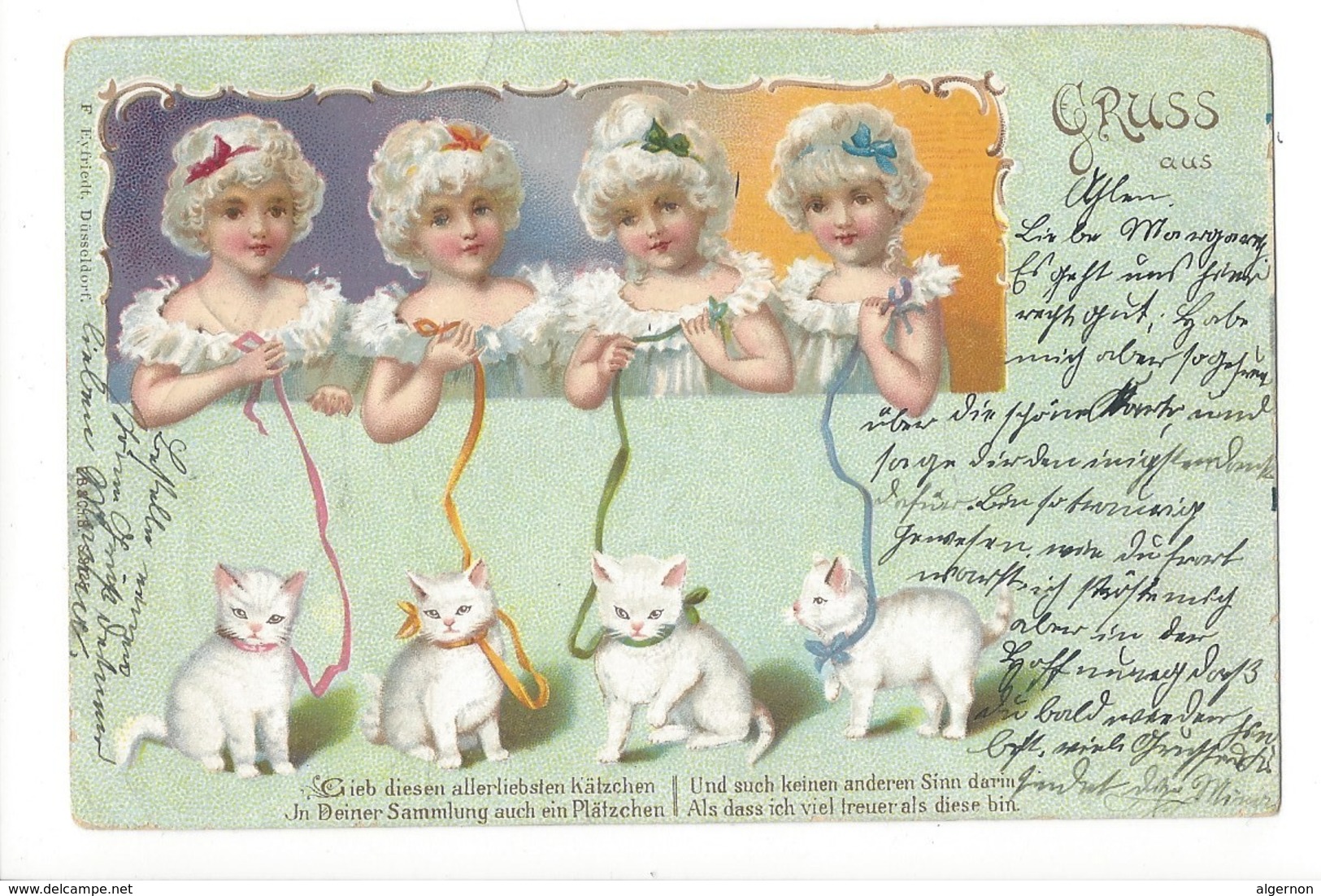 16271 - Gruss Aus  Quatre Fillettes Et Chats  Beau Cachet Aarau 1902 - Autres & Non Classés