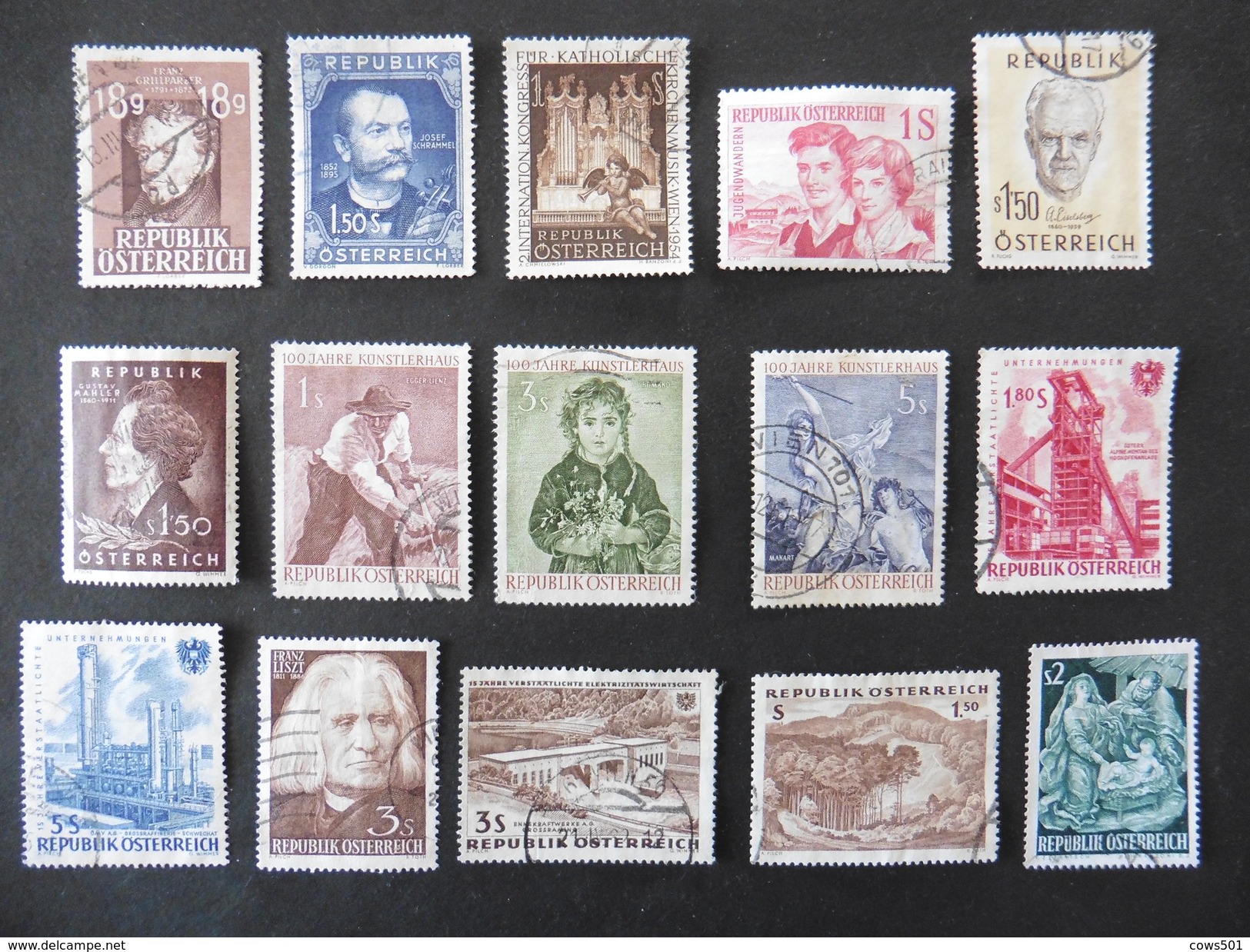 Autriche : 15 Timbres Oblitérés - Collections