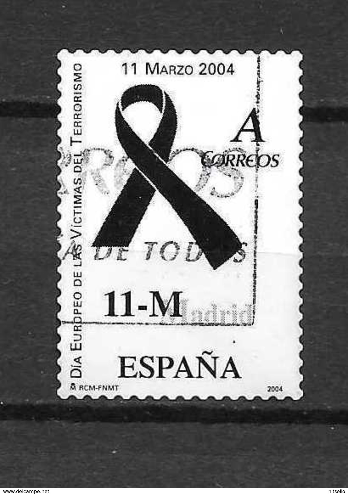 LOTE 1172  ///  ESPAÑA  AÑO 2001  11 M  DIA DE LAS VICTIMAS DEL TERRORISMO - TARIFA A - Usados