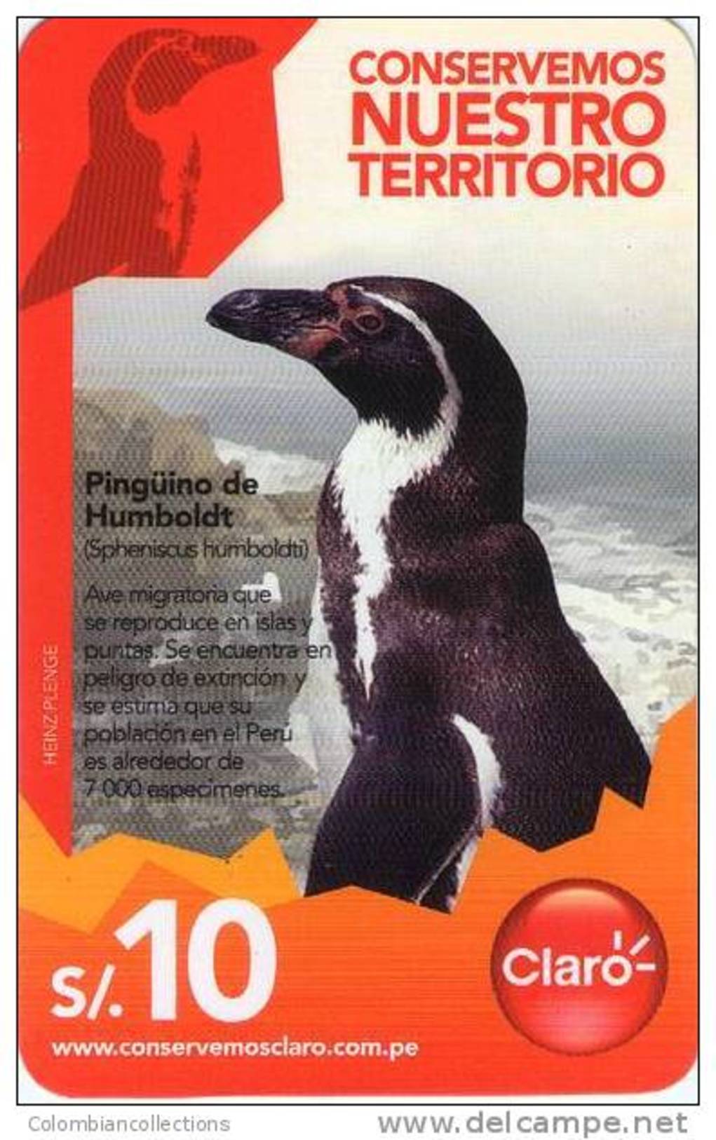 Lote TTE31, Peru, Tarjeta Telefonica, Phone Card, Claro, Pinguino De Humboldt,  10, Used, Not Perfect Card - Peru