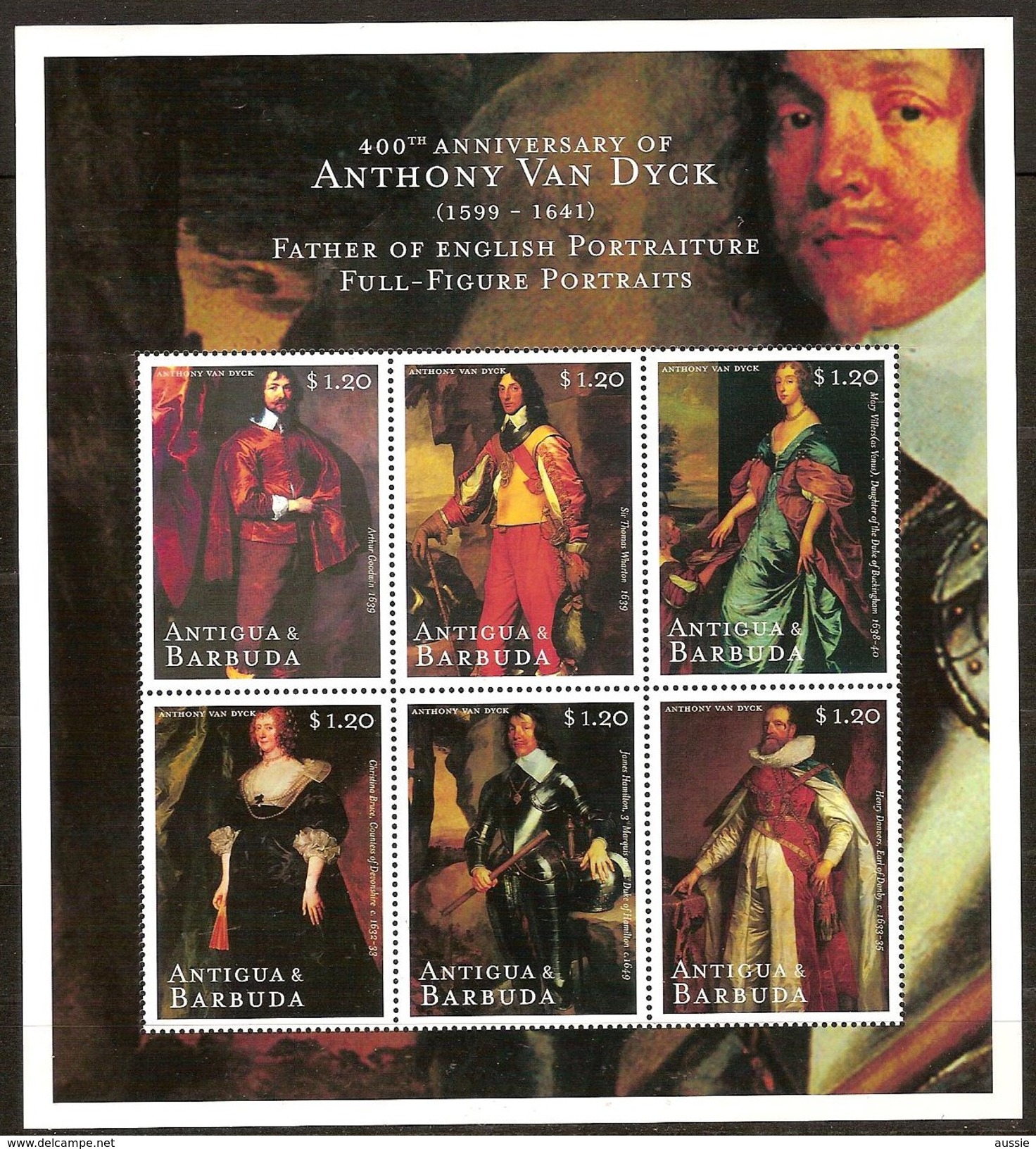 Antigua & Barbuda 2000 Yvertn° 2644-2649 *** MNH Cote 10,50 Euro Peintre Antoine Van Dyck Anthony - Antigua Et Barbuda (1981-...)