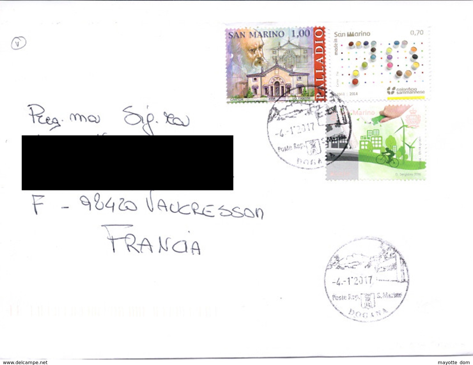 SAINT MARIN SAN MARINO 2016 Europa Think Green Ecology DOGANA Painting Palladio To FRANCE Cover - Storia Postale