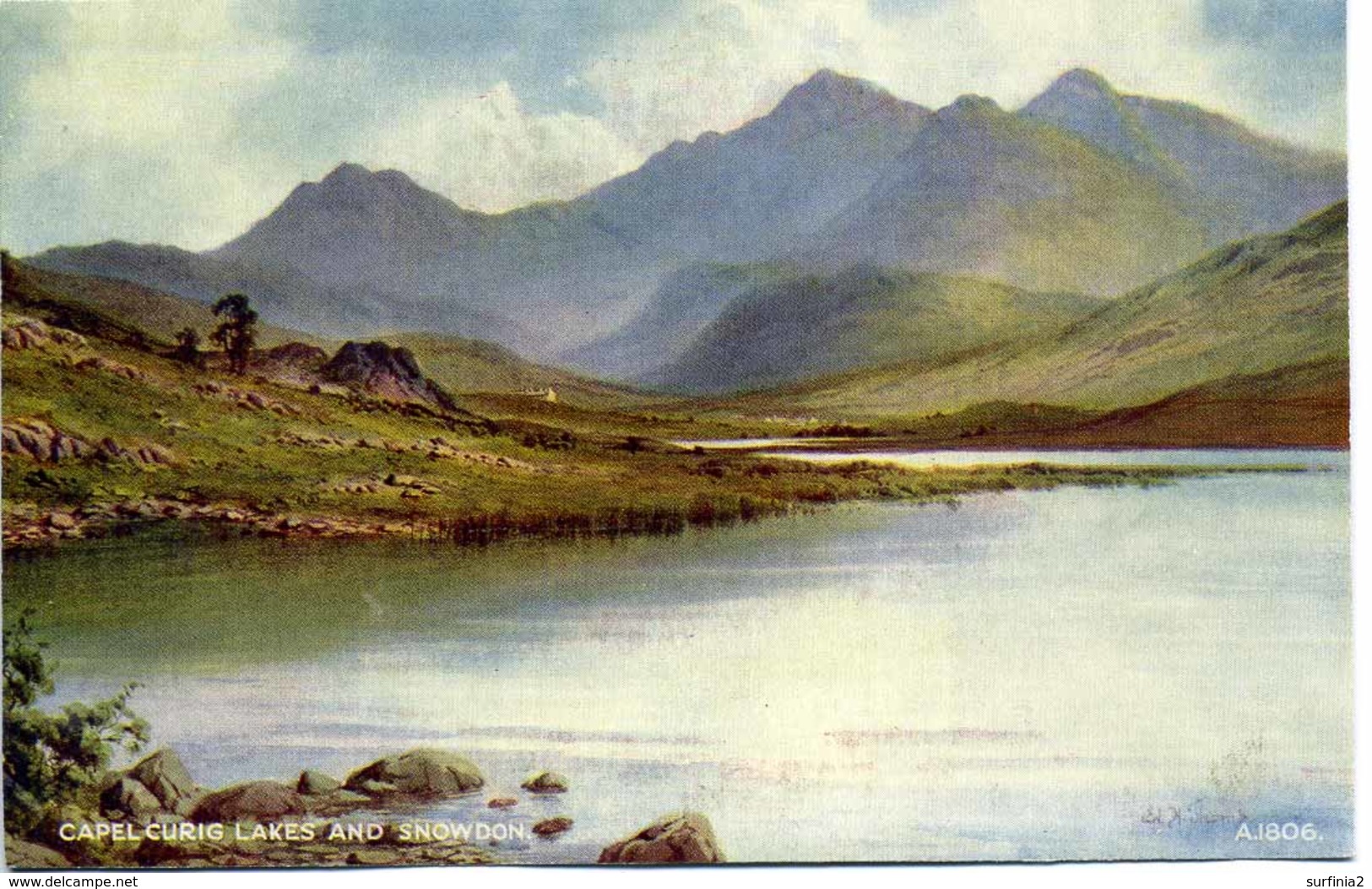 VALENTINES ART  A1806 - CAPEL CURIG LAKES AND SNOWDON - E H THOMPSON - Caernarvonshire