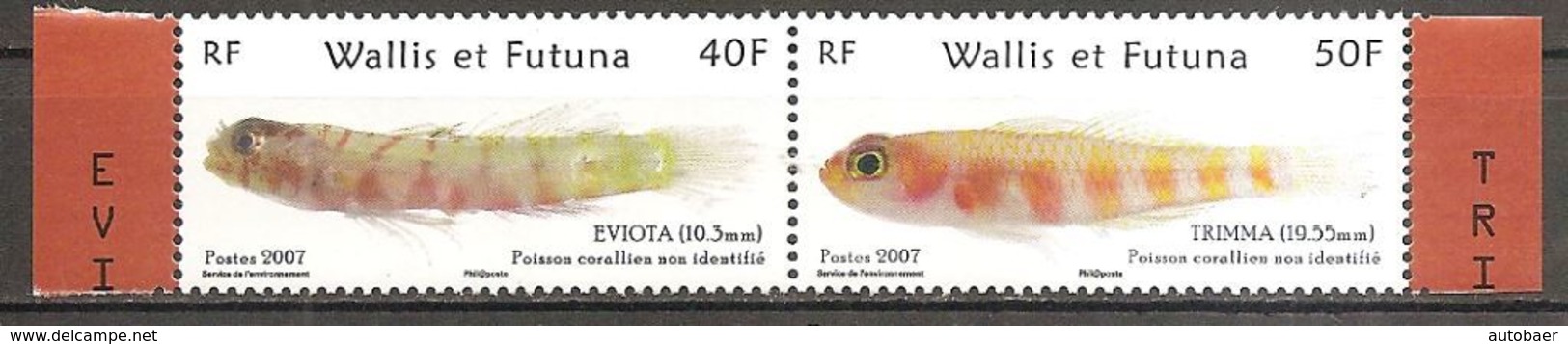 Wallis Und Et Futuna 2007 Poissons Endemiques Endemische Fischarten Michel No. 948-49Z Se Tenant Pair MNH Postfr. Neuf - Ungebraucht