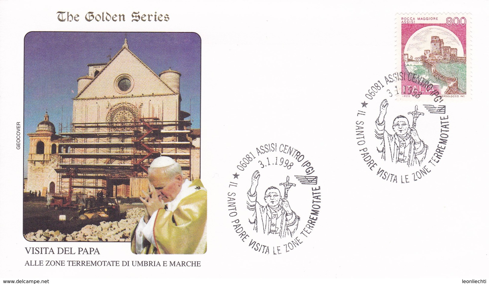 Vatikan / Italien. The Golden Series 1998. Visita  Di S.S.Giovanni Paolo II A Assisi Am 3.1.1998 - FDC