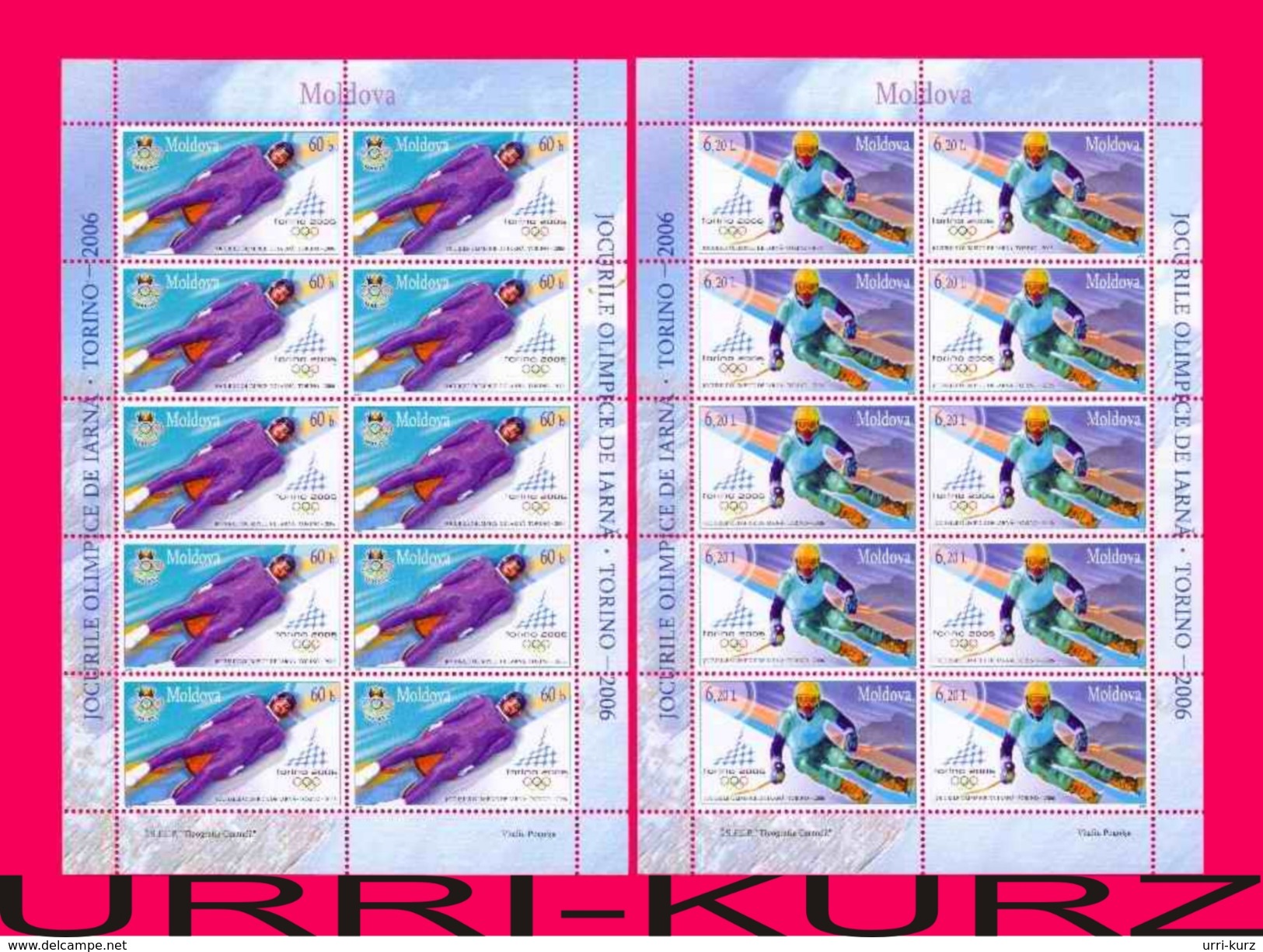 MOLDOVA 2006 Sports Winter Olympics Olympic Games Torino Italy Sledge Sport Slalom 2 Sheetlets Mi Klb.536-Klb.537 MNH - Hiver 2006: Torino