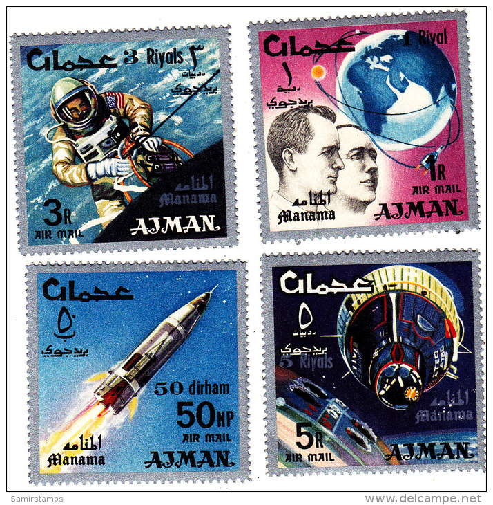 Manama 1966, Overprinted 4 Stamps Space Compl.set MNH Superb, Early Issue, Nice Topical Space Set-SKRILL PAY ONLY - Manama