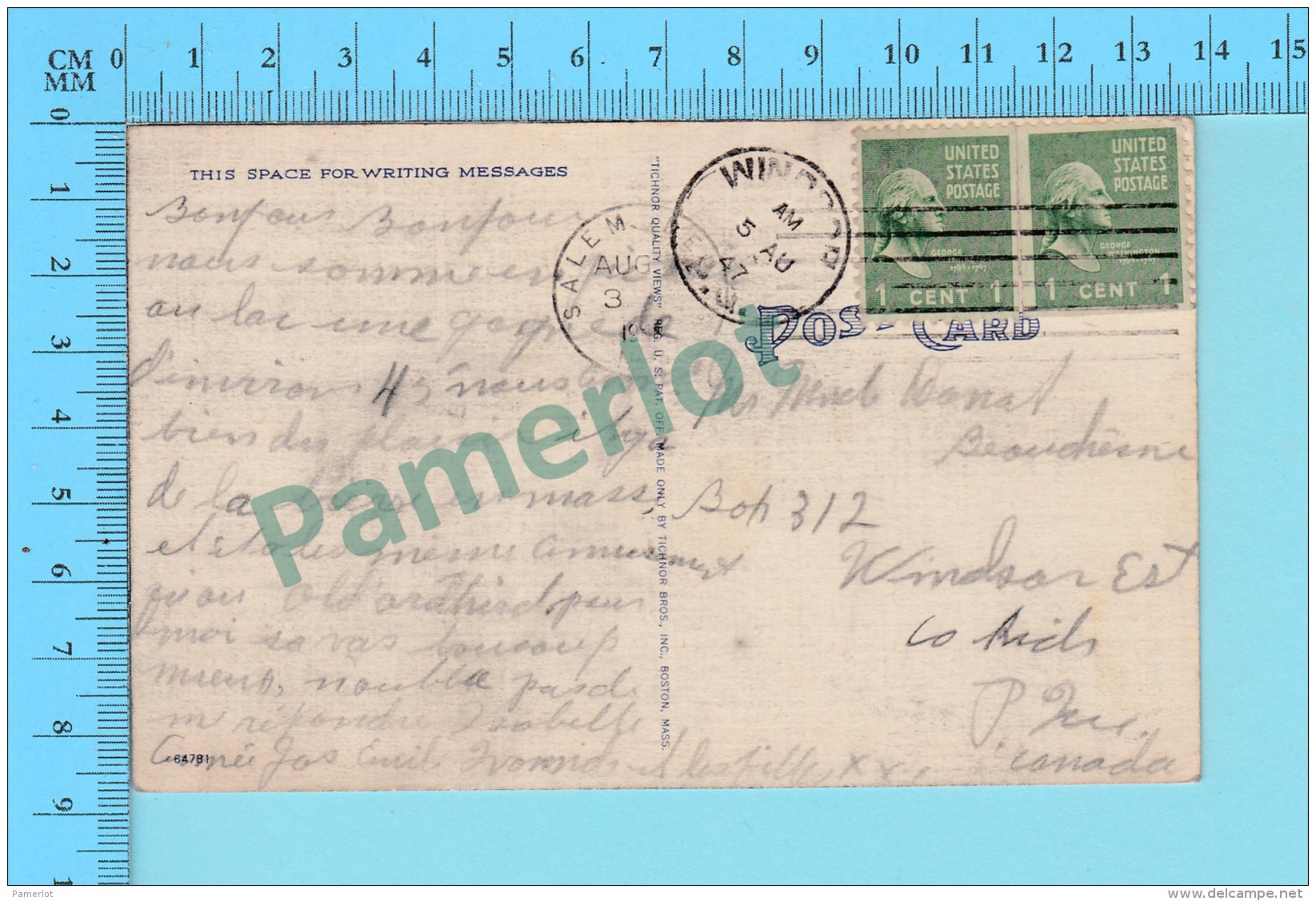 Salem N.H. - Canobie Lake Park, Cover Salem 1947 On A Pair 1 Cent Stamp  - 2 Scans - Salem