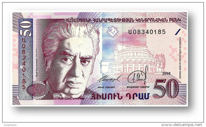 ARMENIA - 50 DRAM - 1998 - Pick 41 - UNC. - 2 Scans - Arménie