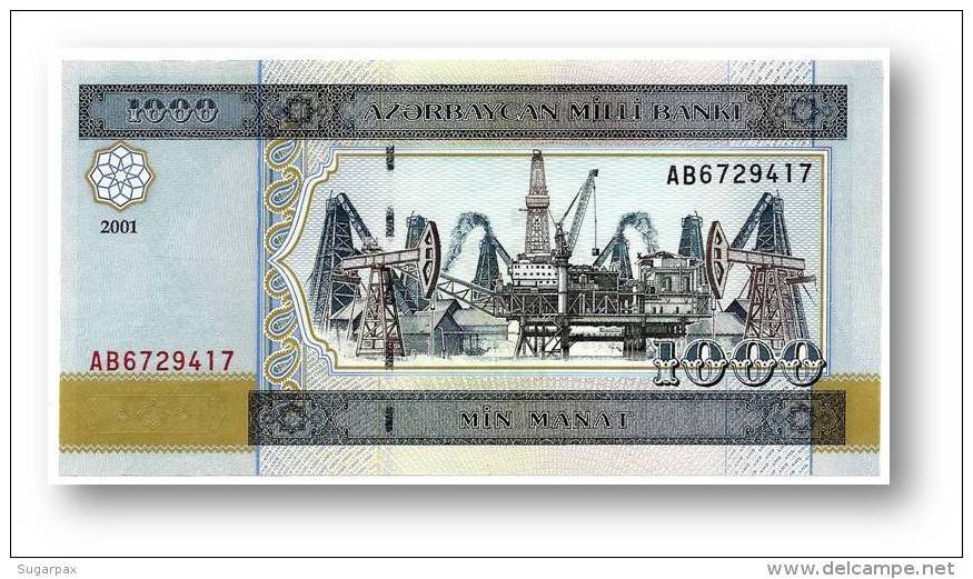 AZERBAIJAN - 1000 MANAT - 2001 - Pick 23 - UNC - Serie AB - 2 Scans - 1.000 - Aserbaidschan