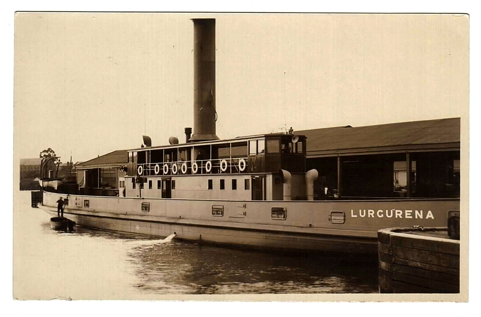 Australia, Tasmania (TAS), Hobart, Vehicular Punt Steam Ferry 'Lurgurena' (later At Newcastle, NSW) Photo Postcard - Tugboats