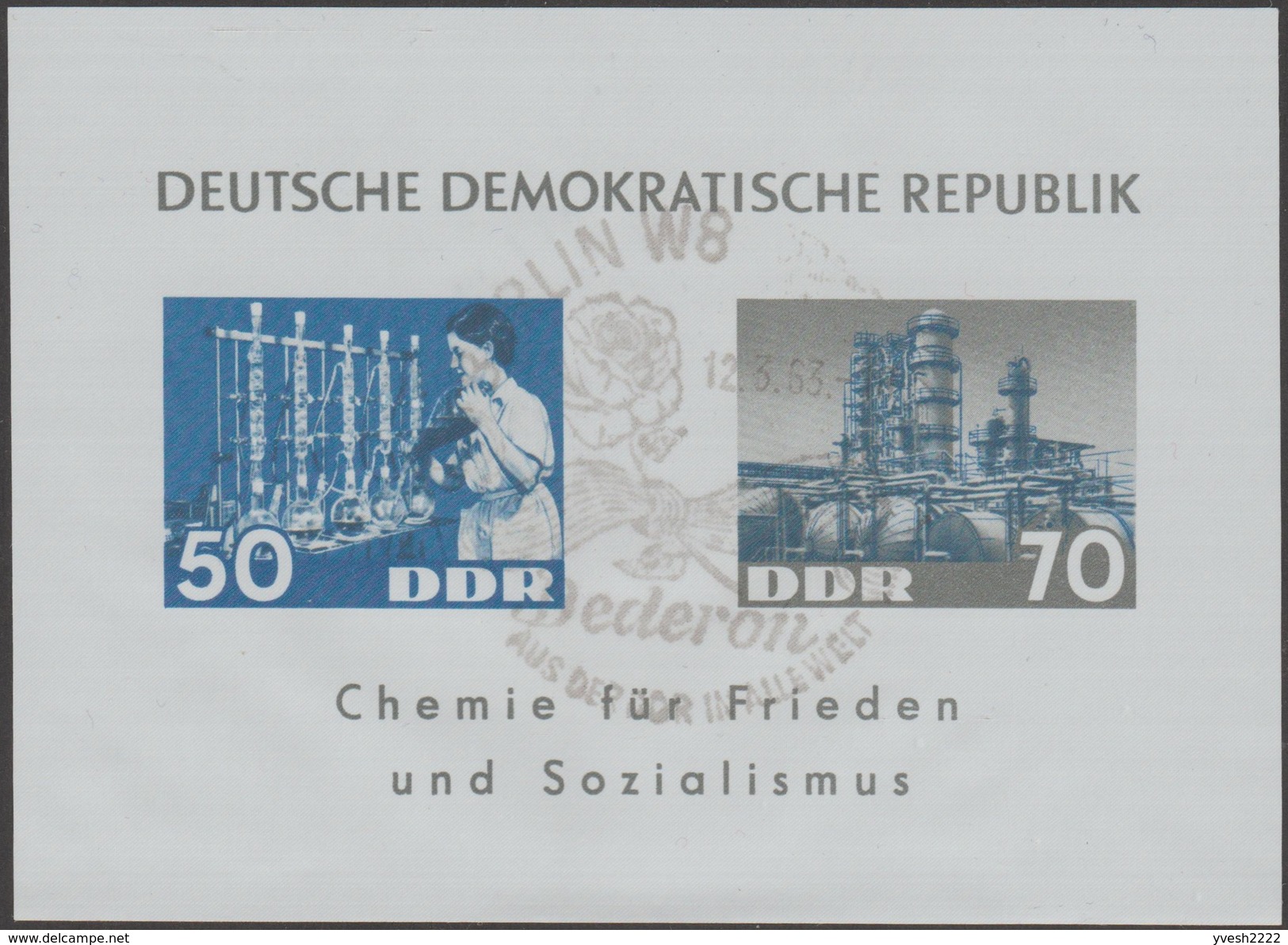 DDR 1963 Y&T BF 13 Michel Bl 18 La Chimie Pour La Paix Et Le Socialisme. Bloc Oblitéré 1er Jour - Chemie