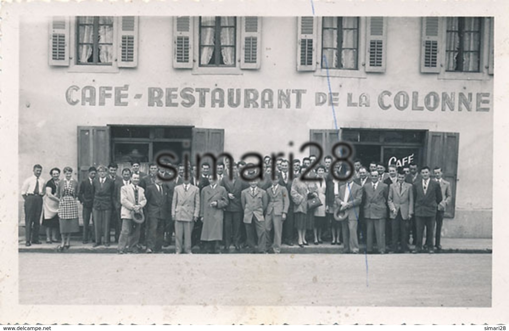 CONTAMINE SUR ARVE - CARTE PHOTO - CAFE RESTAURANT DE LA COLONNE - AMICALE DES ANCIENS ELEVES DE L'ECOLE D'AGRICULTURE - Contamine-sur-Arve