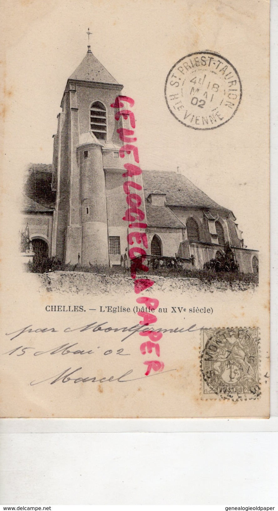 77 - CHELLES - L' EGLISE -  CARTE PRECURSEUR 1902 - Chelles