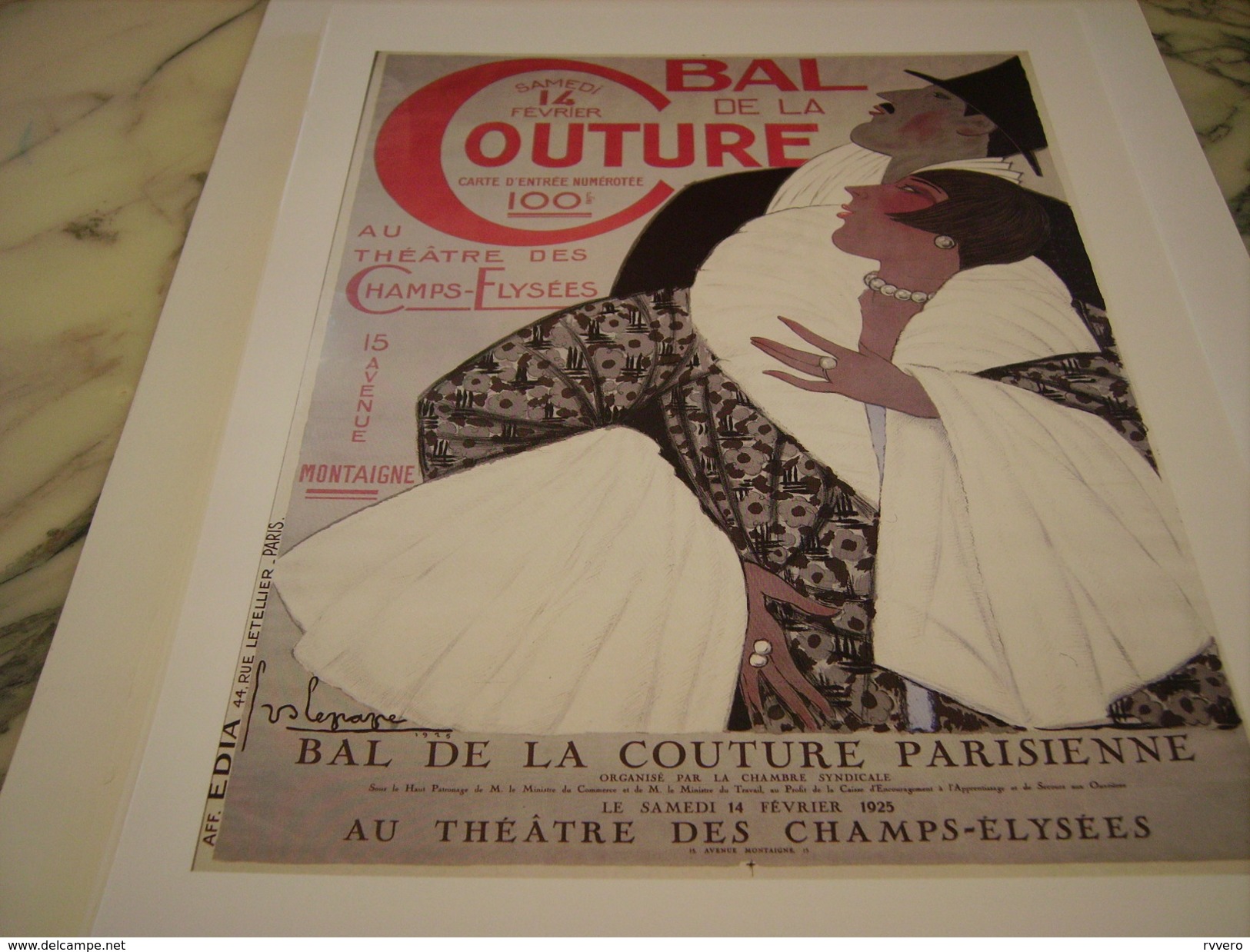 ANCIENNE PUBLICITE ART DECO BAL DE LA COUTURE 1925 DE G. LEPAPE - Autres & Non Classés