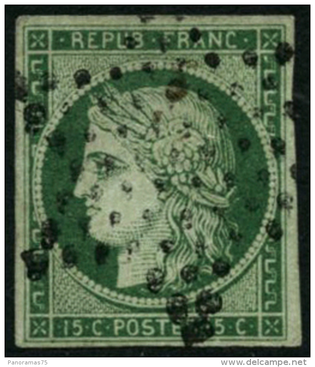 N&deg;2 15c Vert - TB - 1849-1850 Cérès