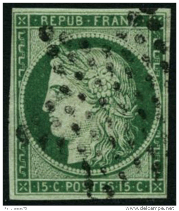 N&deg;2 15c Vert, Petites Marges - B - 1849-1850 Ceres