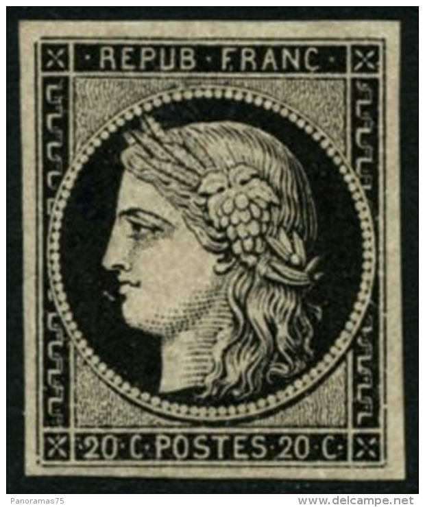 N&deg;3a 20c Noir S/blanc - TB - 1849-1850 Cérès