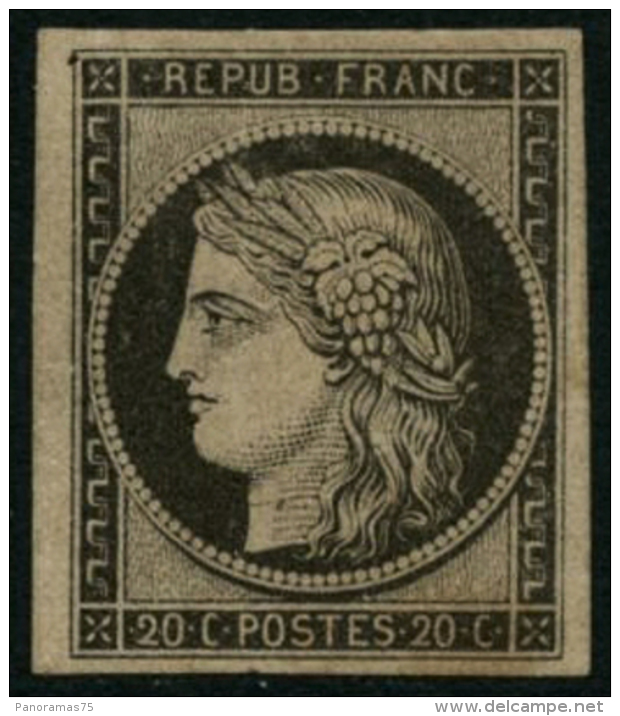 N&deg;3F 20c Noir, R&eacute;imp - TB - 1849-1850 Cérès