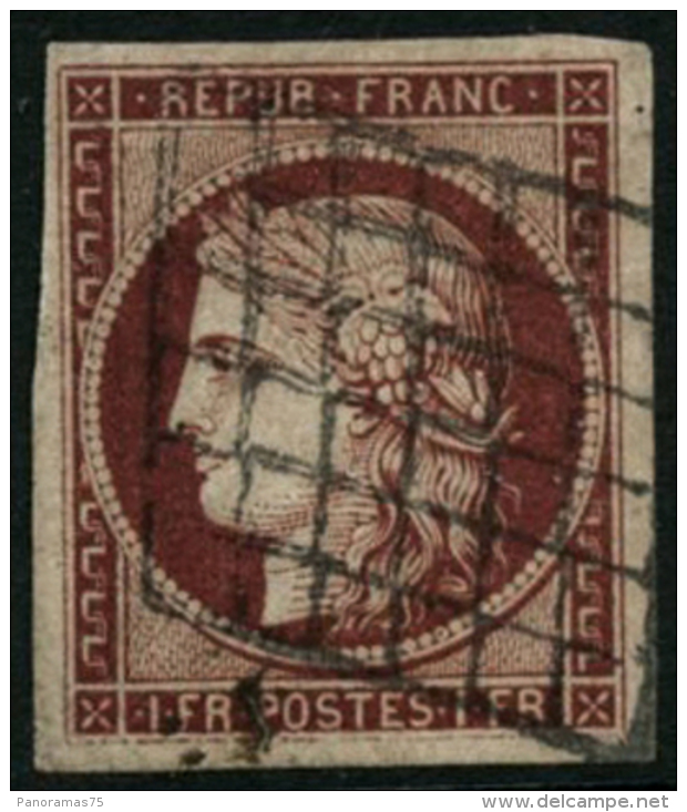 N&deg;6 1F Carmin Fonc&eacute;, Sign&eacute; Brun - TB - 1849-1850 Cérès