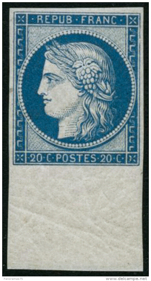 N&deg;8F 20c Bleu R&eacute;imp - TB - 1849-1850 Ceres