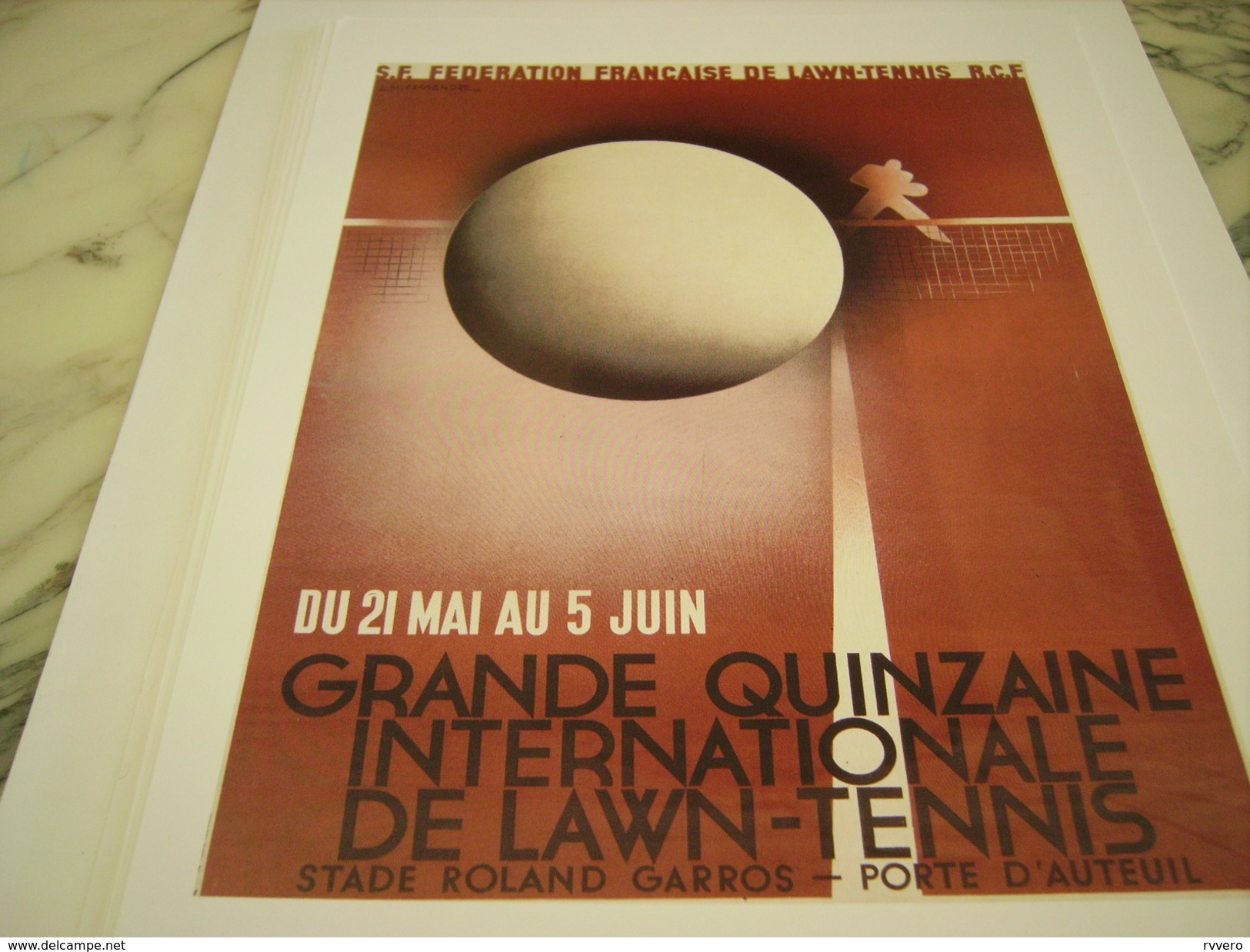 ANCIENNE PUBLICITE ART DECO FEDERATION DE LAWN TENNIS STADE ROLAND GARROS 1932 DE CASSANDRE - Sonstige & Ohne Zuordnung