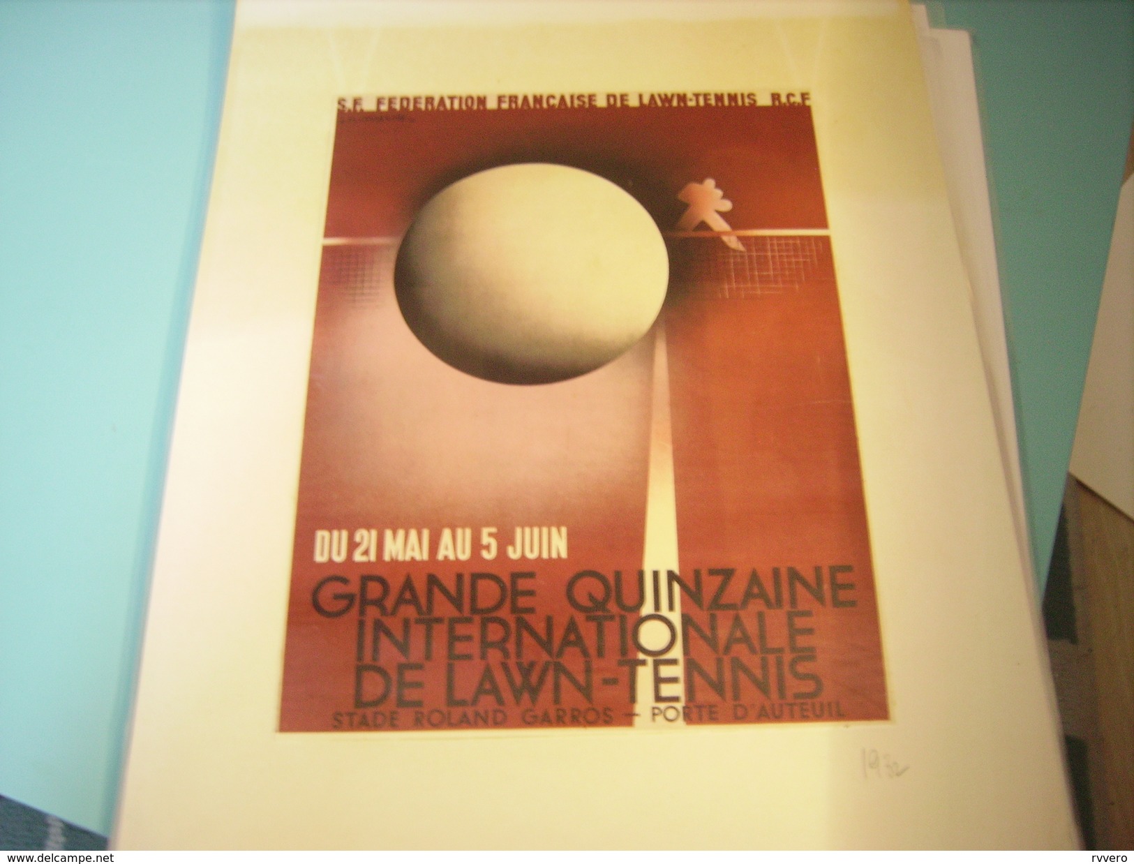 ANCIENNE PUBLICITE ART DECO FEDERATION DE LAWN TENNIS STADE ROLAND GARROS 1932 DE CASSANDRE - Sonstige & Ohne Zuordnung