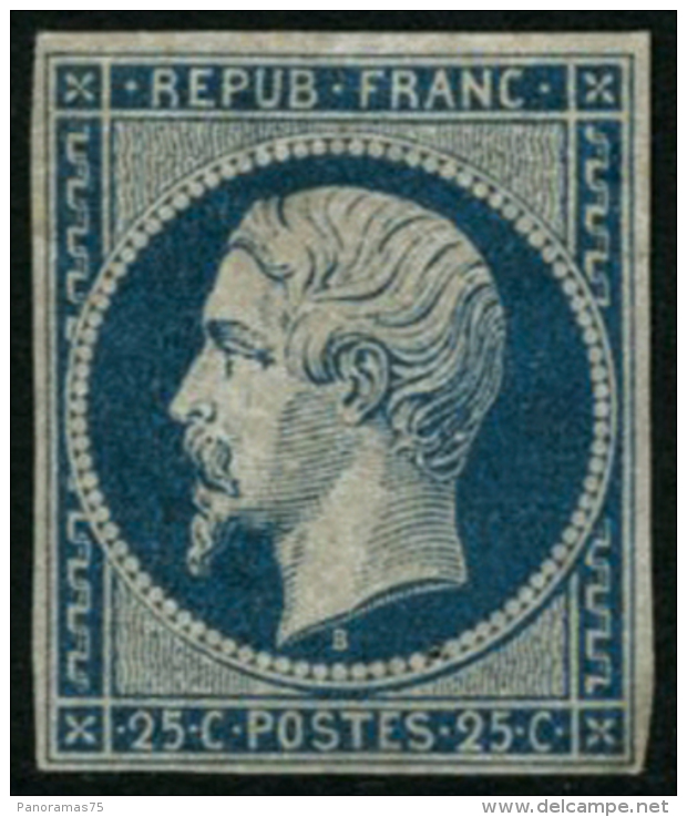 N&deg;10 25c Bleu, Petites Marges - B - 1852 Louis-Napoleon