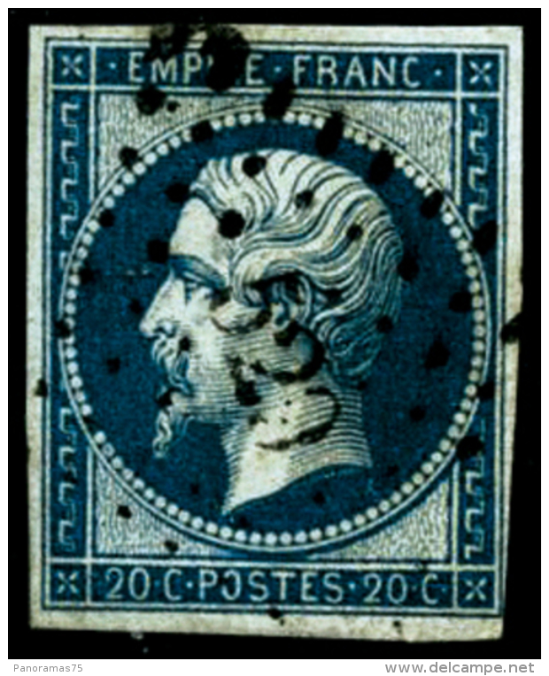 N&deg;14Ba 20c Bleu S/vert, Type II - TB - 1853-1860 Napoléon III.