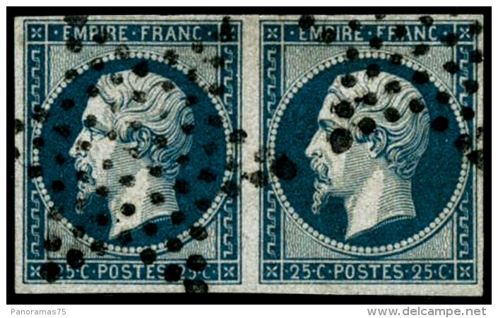 N&deg;15 25c Bleu, Paire - TB - 1853-1860 Napoléon III.