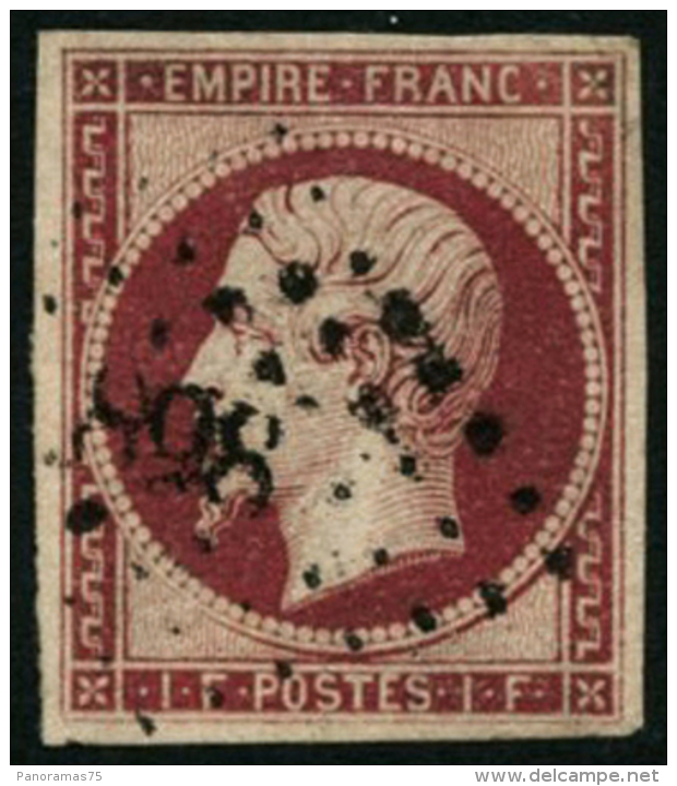 N&deg;18a 1F Carmin Fonc&eacute;, Sign&eacute; Thiaude - TB - 1853-1860 Napoléon III.