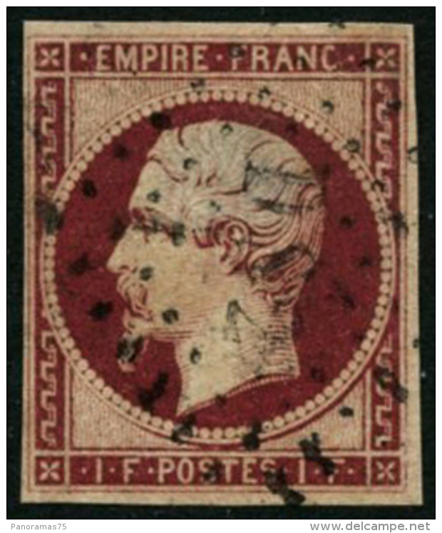 N&deg;18a 1F Carmin Fonc&eacute;, Nuance Exceptionnelle, Pelurage Au Verso - B - 1853-1860 Napoleon III
