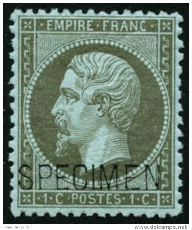 N&deg;19F 1c Olive, Surcharg&eacute; Specimen, Pi&egrave;ce De Luxe - TB - 1862 Napoléon III.