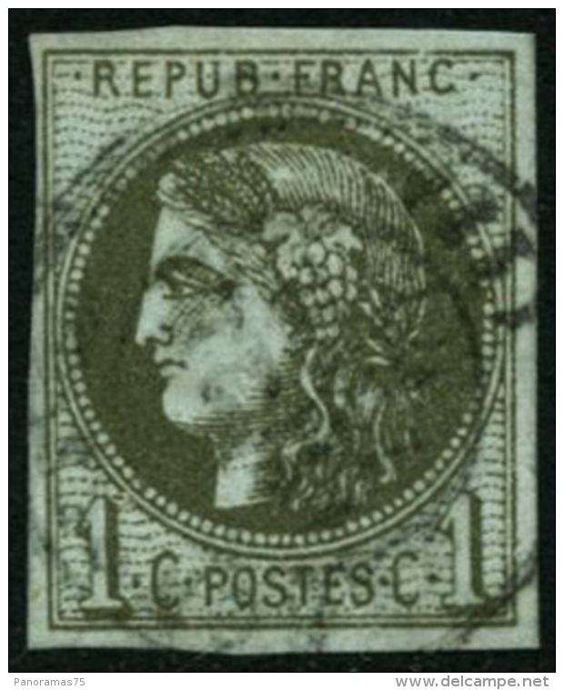 N&deg;39B 1c Olive R2 - TB - 1870 Ausgabe Bordeaux