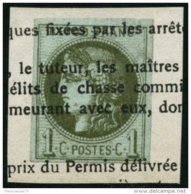 N&deg;39C 1c Olive R3, Obl Typo S/fgt - TB - 1870 Ausgabe Bordeaux