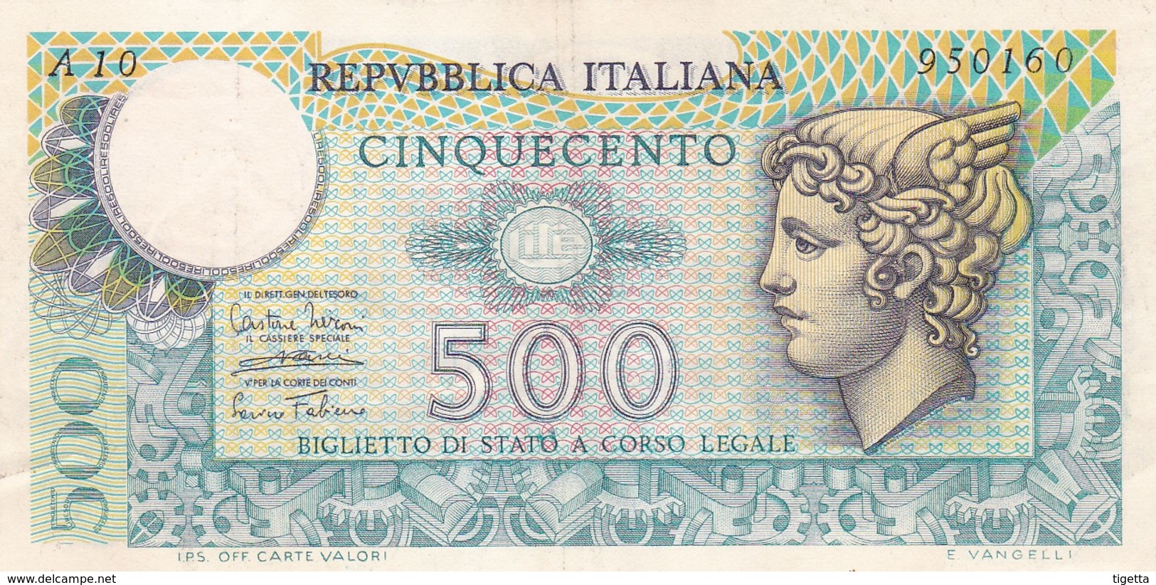 ITALIA LOTTO DI 3 BANCONOTE CIRCOLATE DA LIRE 500 MERCURIO DECRETO 14/2/74 E 2/4/1979 - 500 Lire