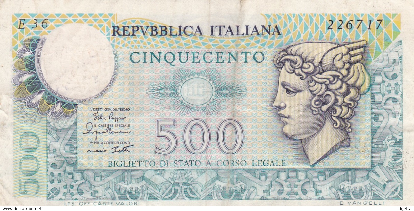 ITALIA LOTTO DI 3 BANCONOTE CIRCOLATE DA LIRE 500 MERCURIO DECRETO 14/2/74 E 2/4/1979 - 500 Lire