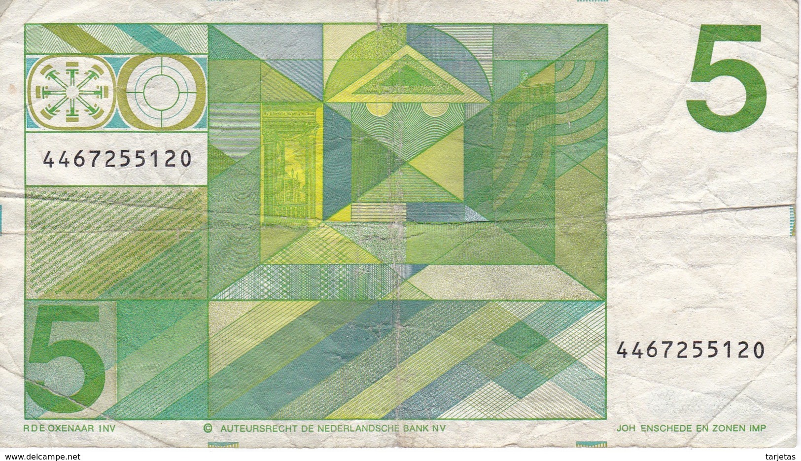 BILLETE DE HOLANDA DE 5 GULDEN DEL AÑO 1973  (BANKNOTE)  VONDEL - 5 Gulden