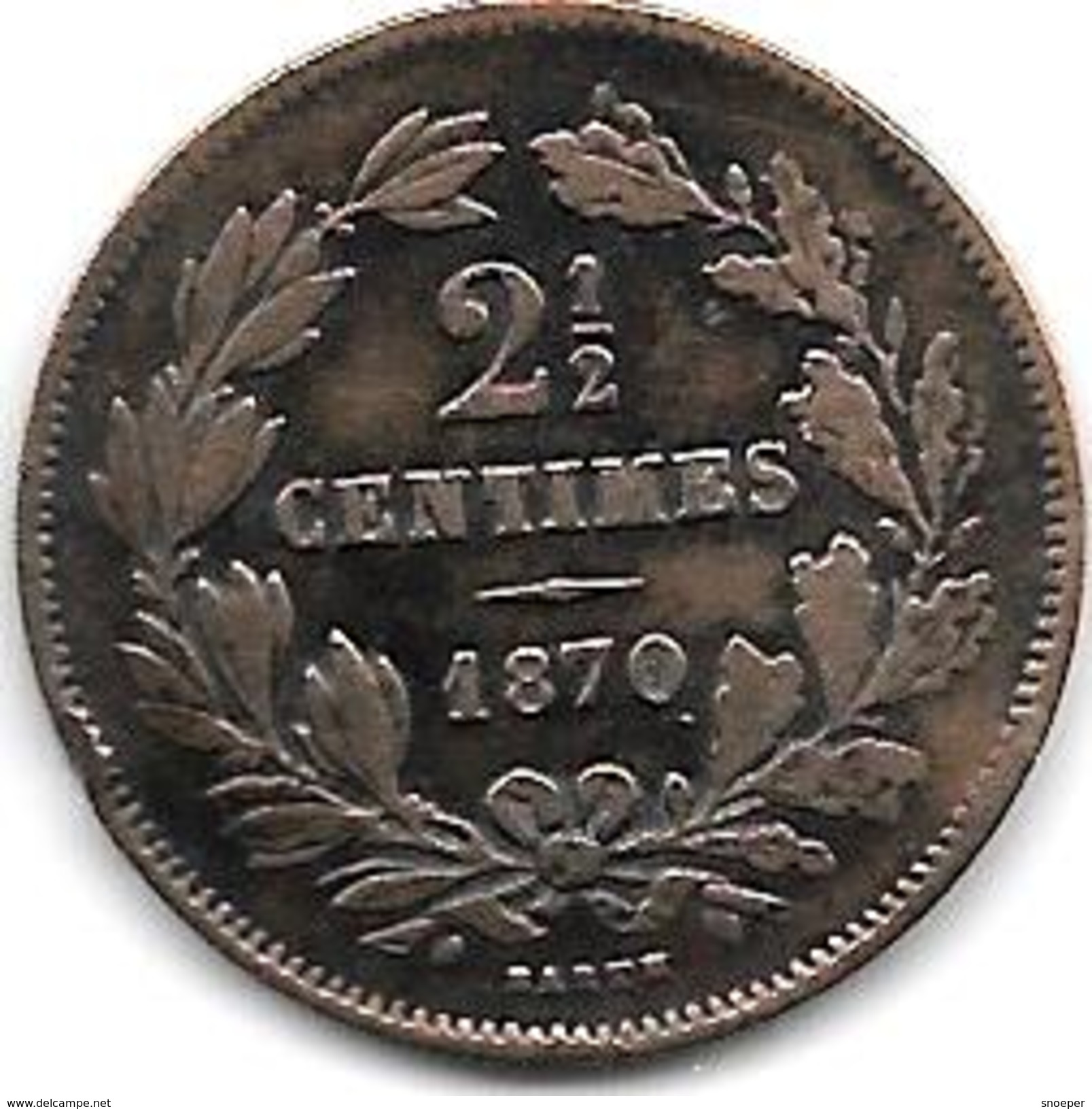 *luxembourg 2,5 Centimes 1870 No Dot !!!  Km 21  Vf !!!!! Look !!!! Catalog Val 2016 = 60,00$ - Luxemburgo