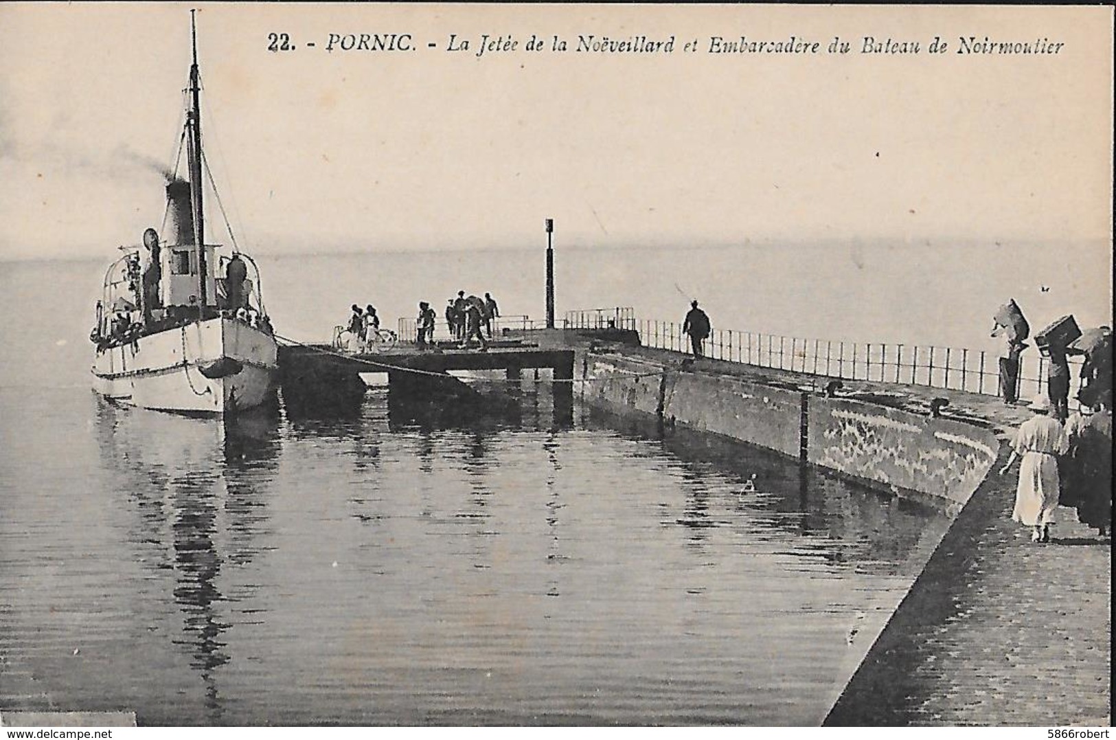 CARTE POSTALE ORIGINALE ANCIENNE : PORNIC L A JETEE DE LA NOEVIEILLARD EMBARCADERE / NOIRMOUTIER  LOIRE ATLANTIQUE (44) - Ferries