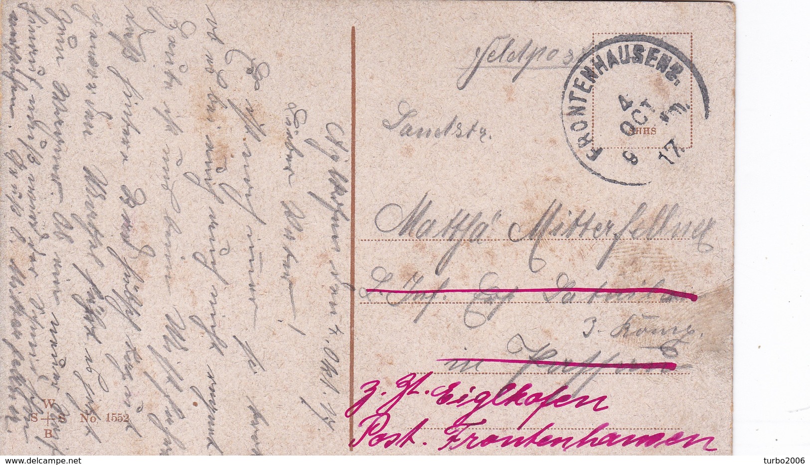 4-X-1917 Feldpost Ansichtkaart Van Frontenhausen (Beieren) Naar Inf. Kap. Te Kirffum > Naar Eigelhofen Portvrij - Oorlog 1914-18
