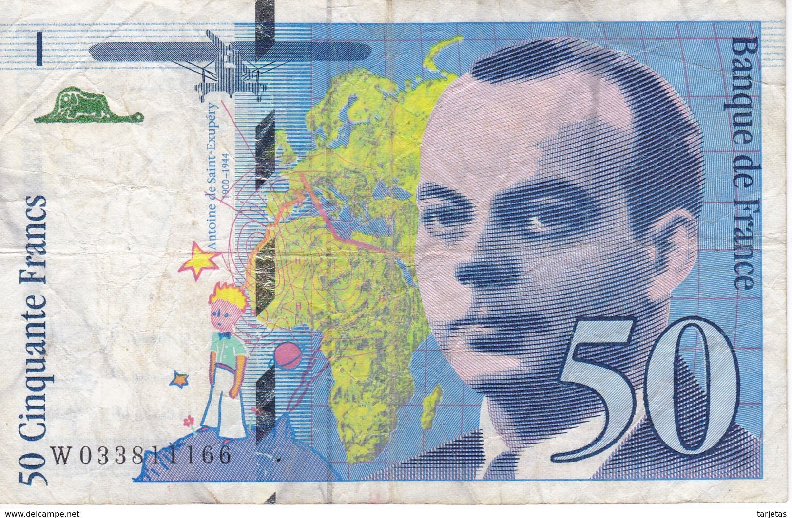 BILLETE DE FRANCIA DE 50 FRANCOS DEL AÑO 1997  (BANKNOTE) ST. EXUPERY - 50 F 1992-1999 ''St Exupéry''