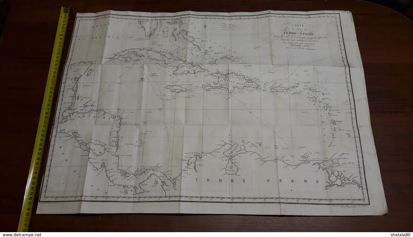 Carte Des Cotes De TERRE - FERME Christophe Colomb. Avec Les Iles Antilles Et Lucayes - Carte Geographique