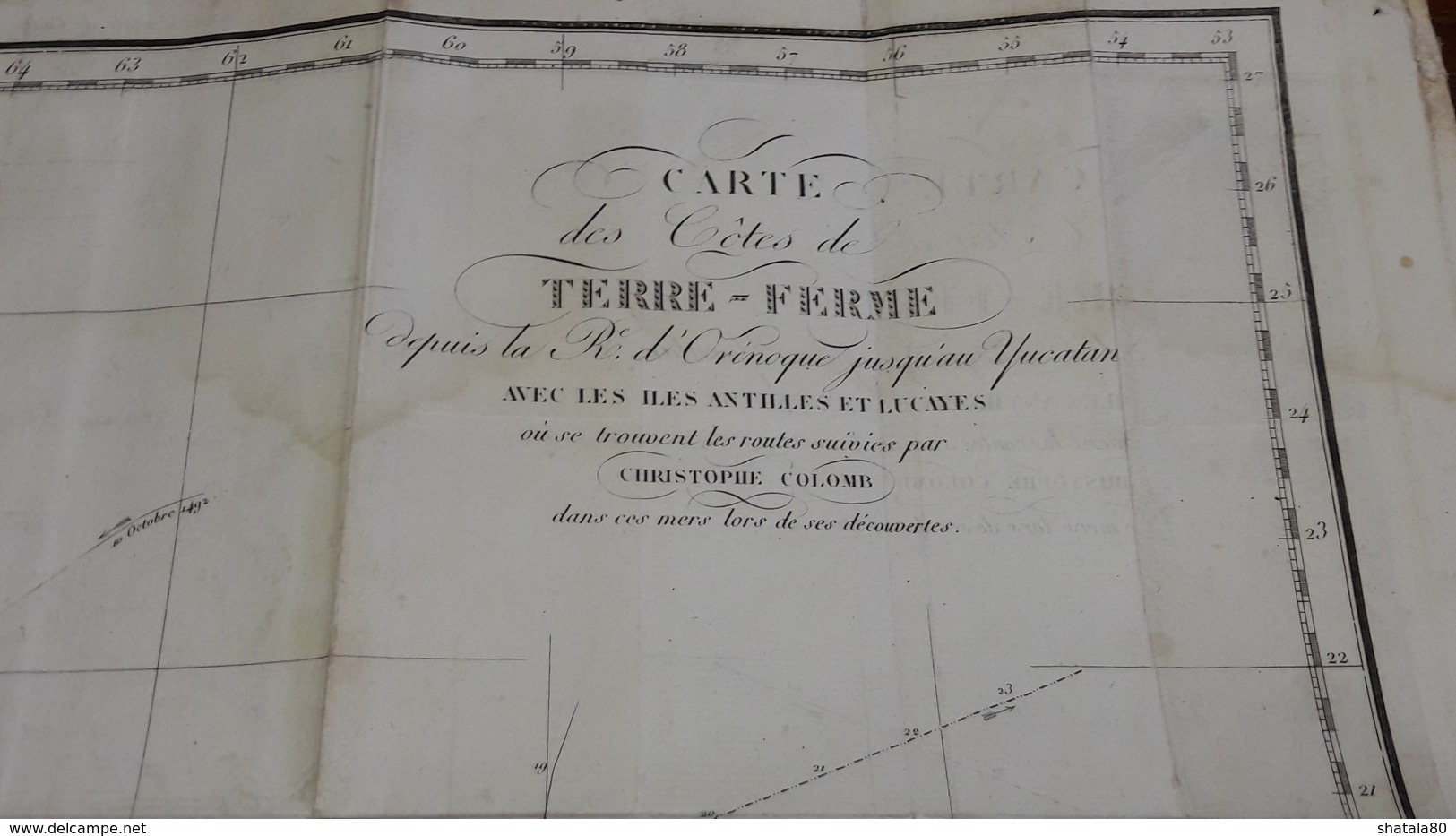 Carte Des Cotes De TERRE - FERME Christophe Colomb. Avec Les Iles Antilles Et Lucayes - Carte Geographique